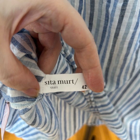 Sita Murt blue and white striped linen midi length skirt - Picture 6 of 8